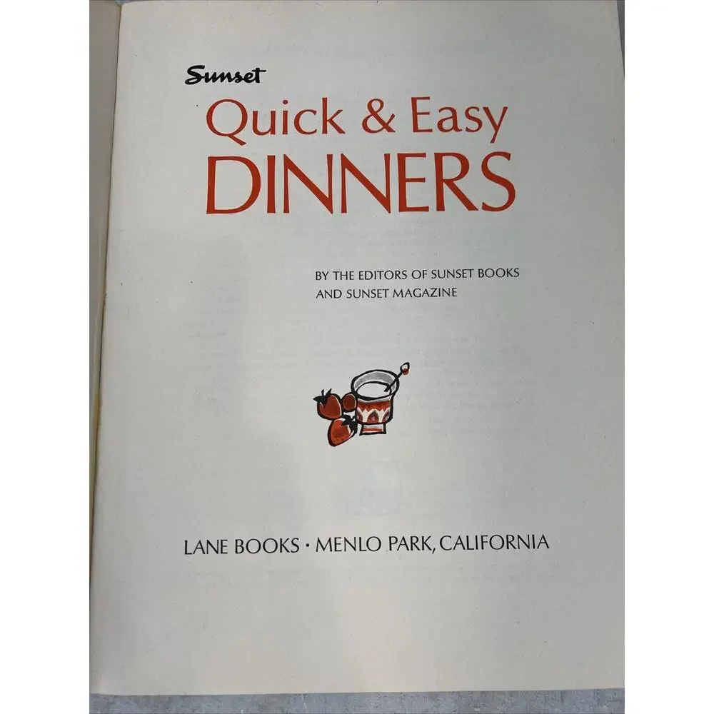 Vtg 1966 SUNSET QUICK & EASY DINNERS COOKBOOK - Paperback - 1st Edition 1st Prin